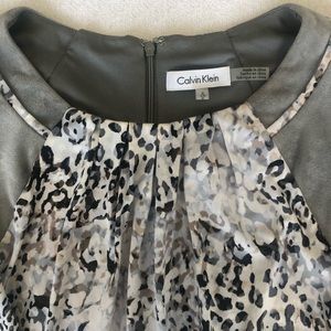 Calvin Klein Blouse, Small, color is multi Gray w/ white, black, multi tan color